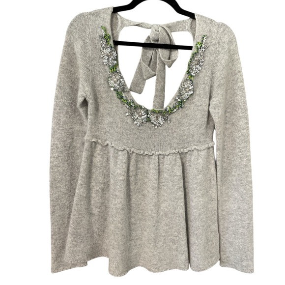 Free People Sweaters - FREE PEOPLE Wool Angora Open Back Sequins Babydoll Sweater, size M NWOT